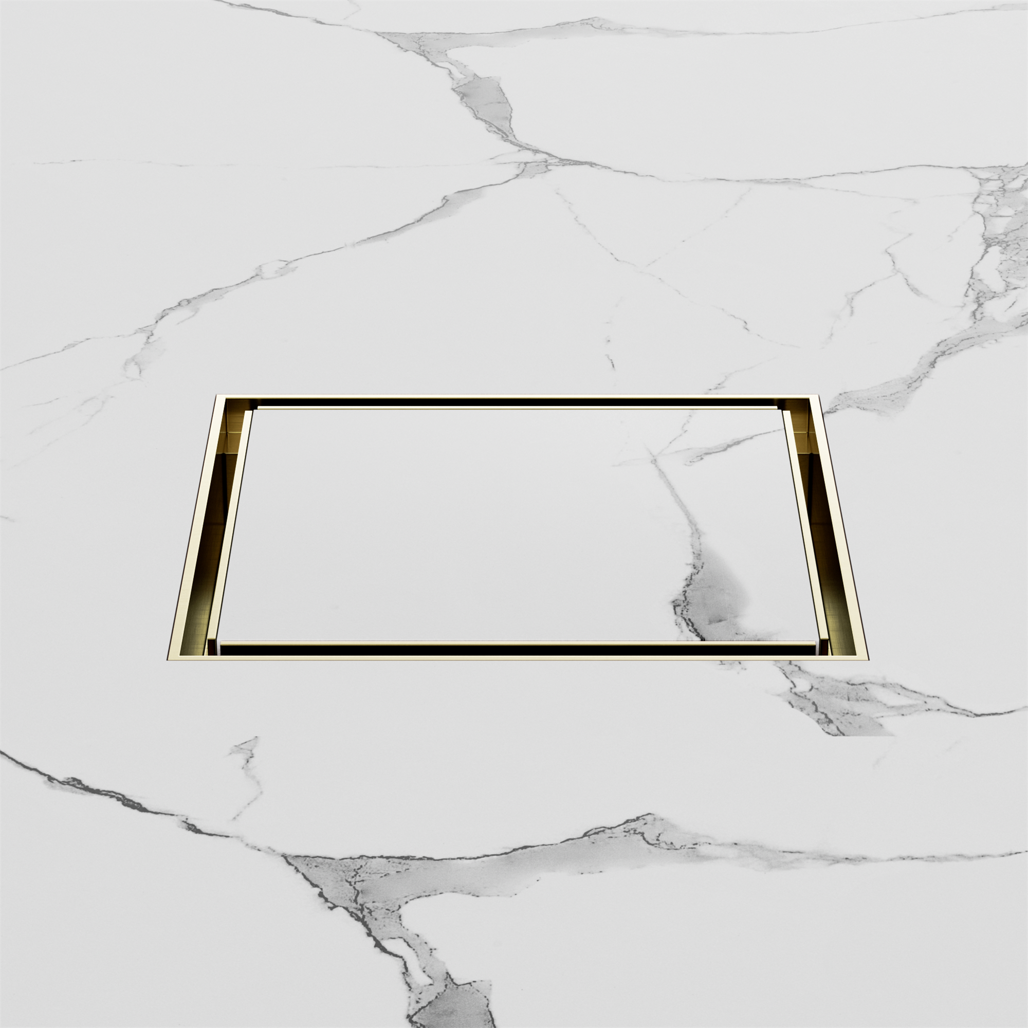 Nero 130mm Square Tile Insert Floor Waste 100mm Outlet, Brushed Gold