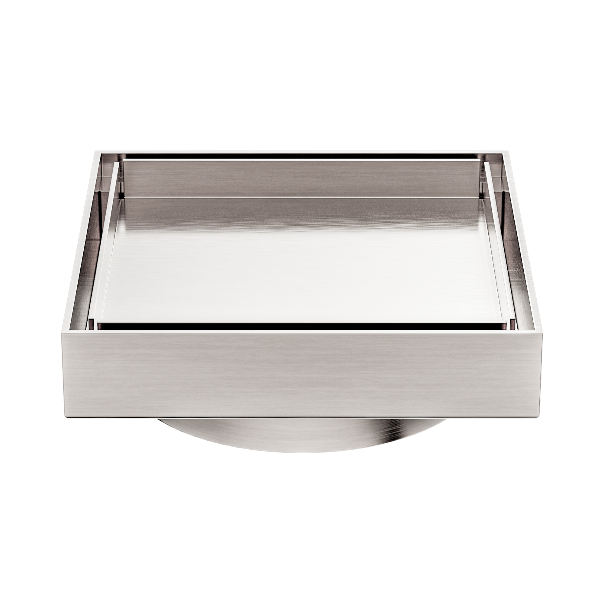 Nero 130mm Square Tile Insert Floor Waste 100mm Outlet, Brushed Nickel