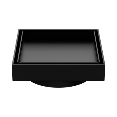 Nero 130mm Square Tile Insert Floor Waste 100mm Outlet, Matte Black