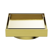 Nero 100mm Square Tile Insert Floor Waste 80mm Outlet, Brushed Gold
