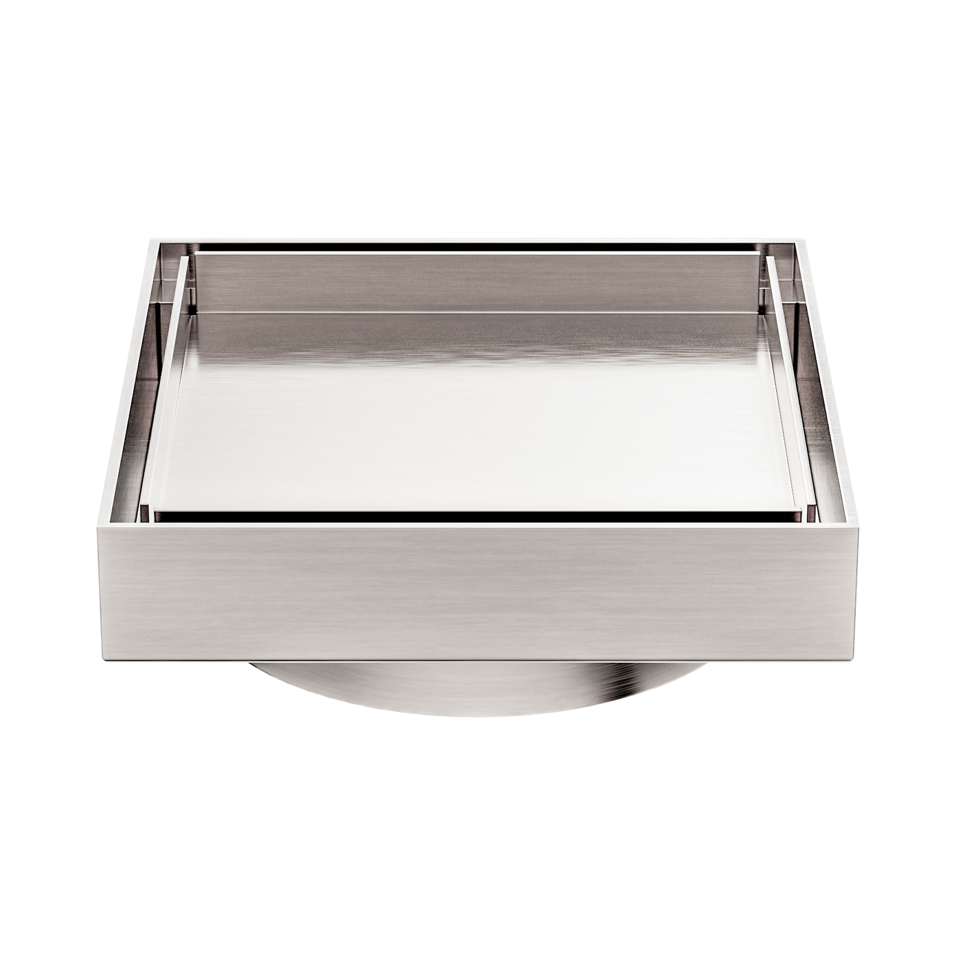Nero 100mm Square Tile Insert Floor Waste 80mm Outlet, Brushed Nickel