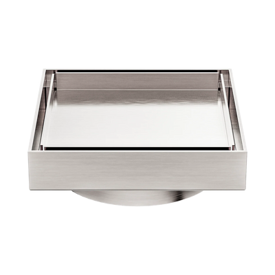 Nero 100mm Square Tile Insert Floor Waste 80mm Outlet, Brushed Nickel
