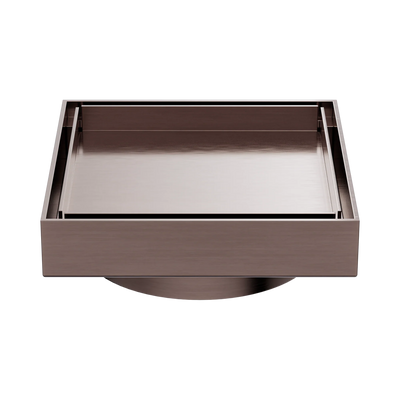 Nero 100mm Square Tile Insert Floor Waste 80mm Outlet, Brushed Bronze