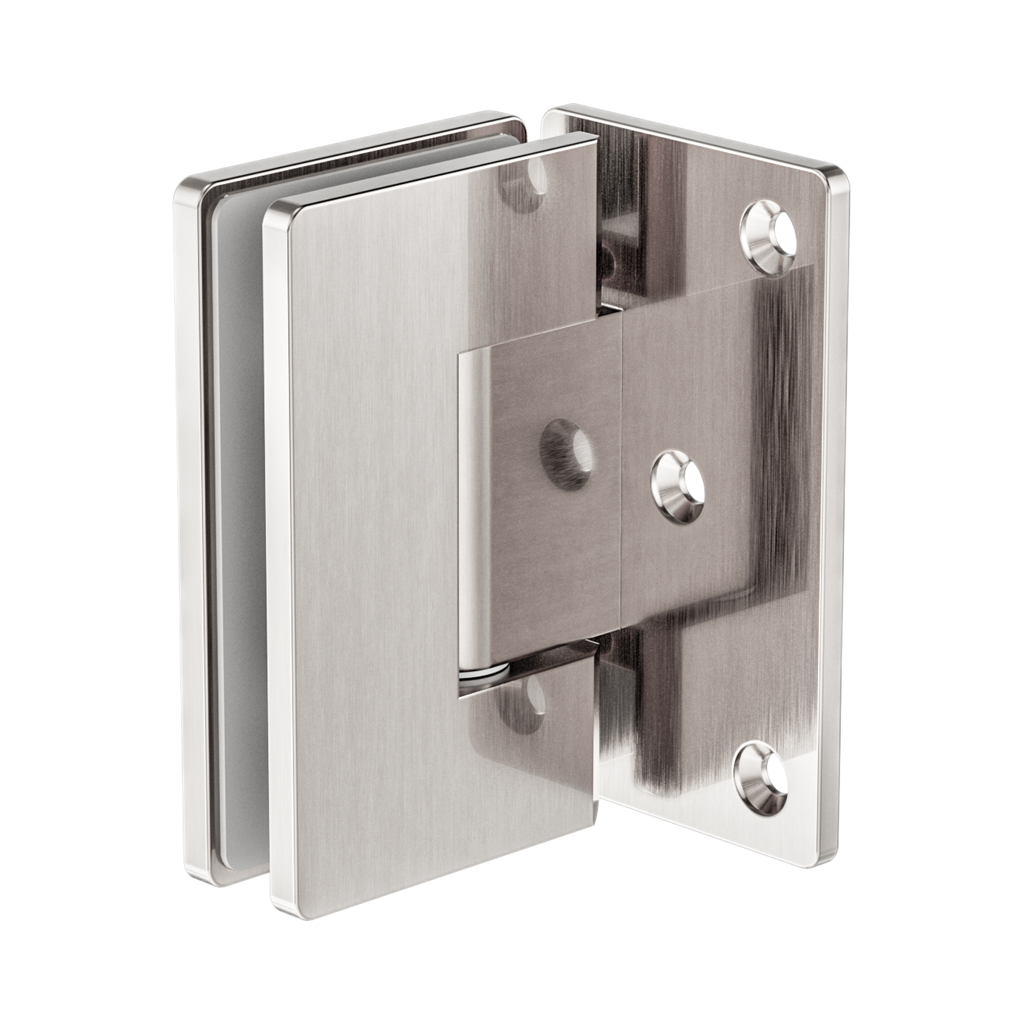 Nero 90 Degree Glass To Wall Shower Hinge 10mm Glass, Brushed Nickel