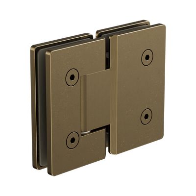 Nero 180 Degree Glass To Glass Shower Hinge 10mm Glass, Tumbled Antique Brass