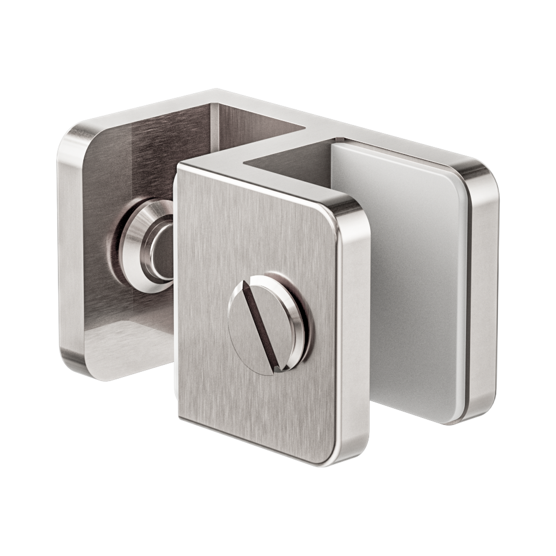 Nero Over-Panel Glass To Glass Fitting 10mm Glass, Brushed Nickel