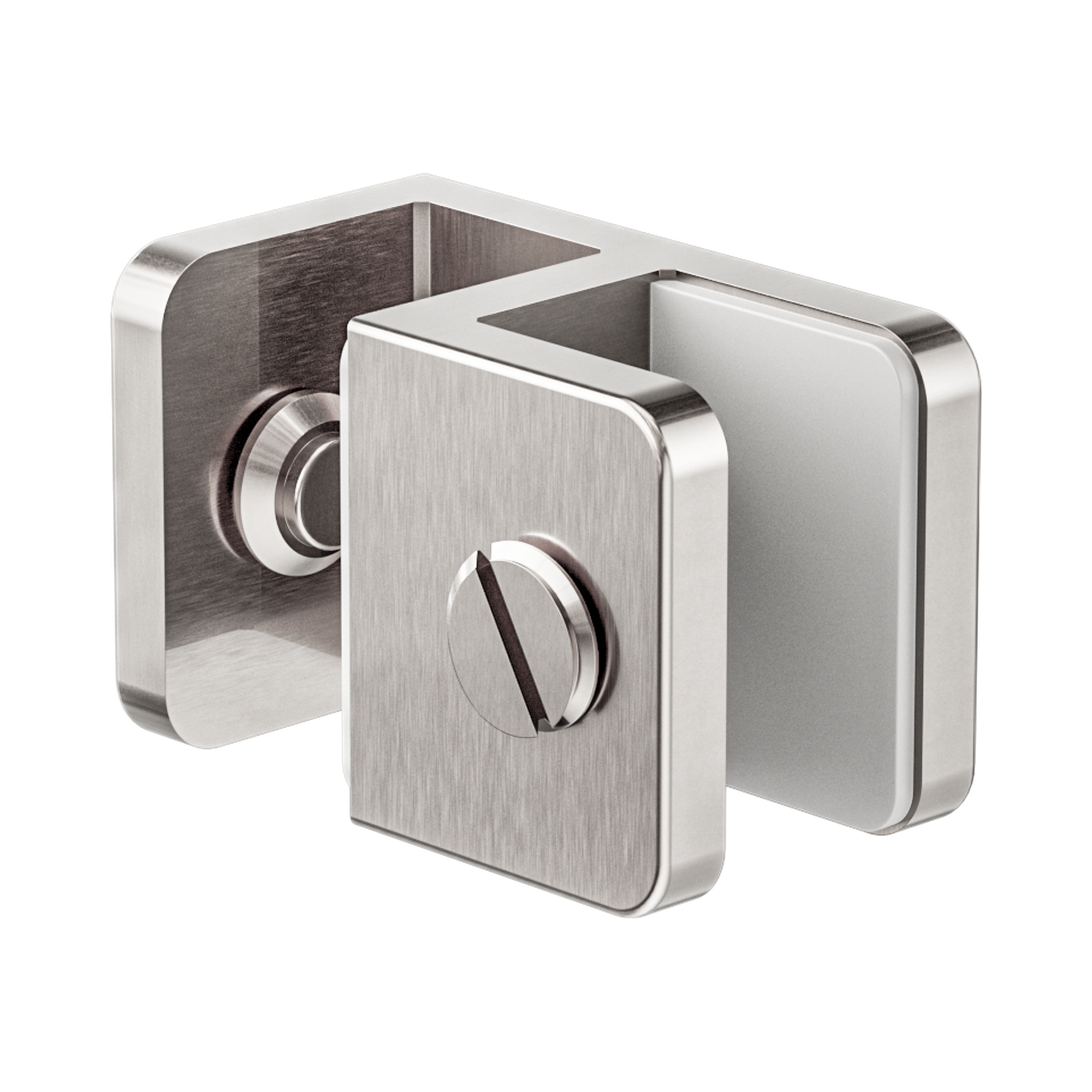 Nero Over-Panel Glass To Glass Fitting 10mm Glass, Brushed Nickel