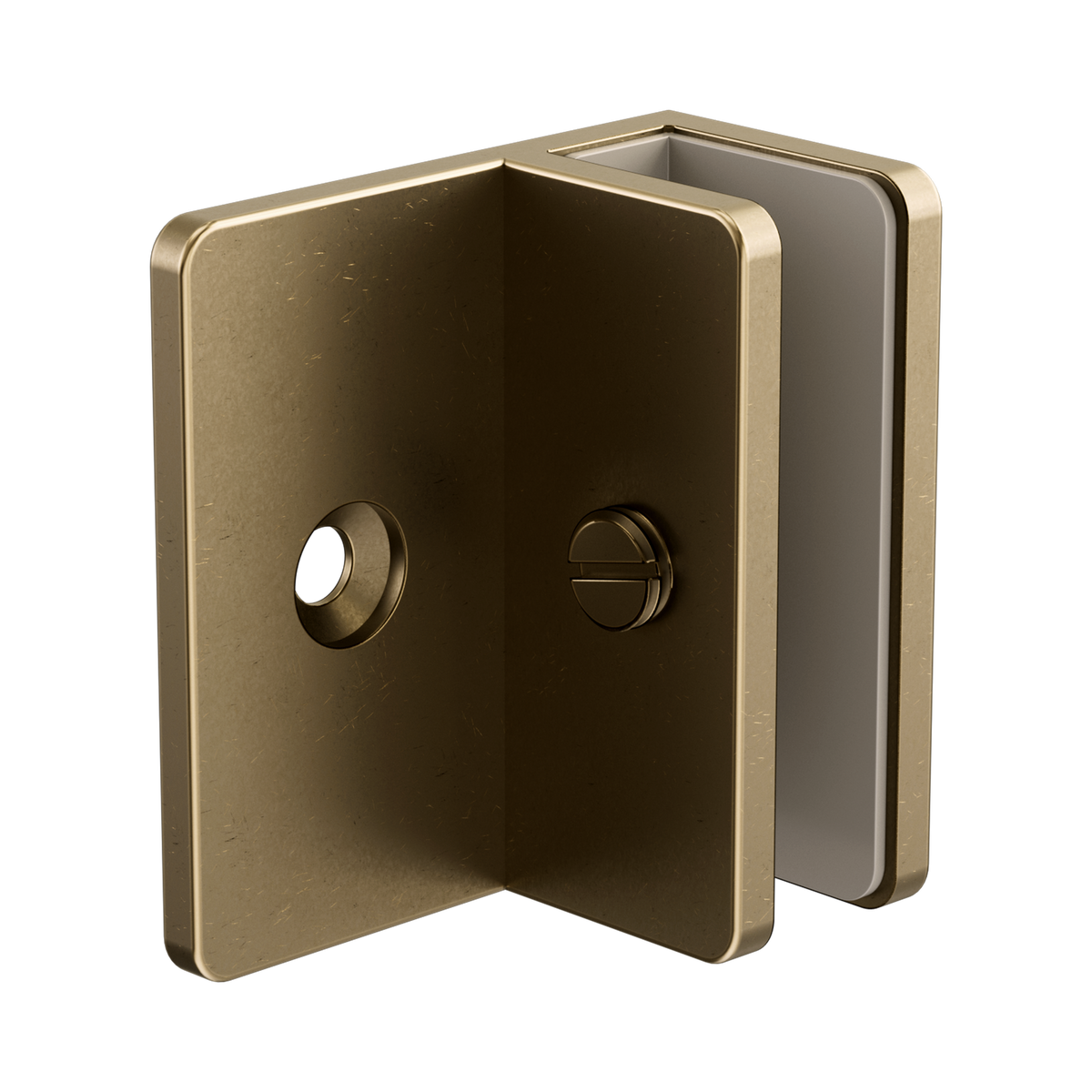 Nero Shower F Bracket 10mm Glass, Tumbled Antique Brass