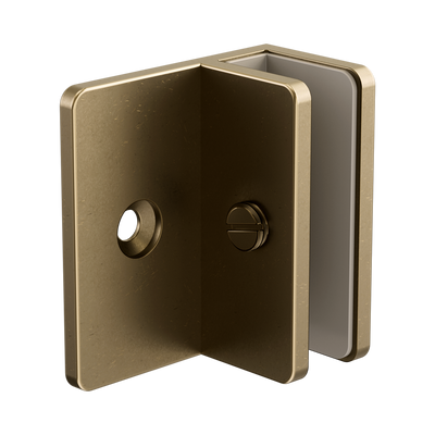 Nero Shower F Bracket 10mm Glass, Tumbled Antique Brass