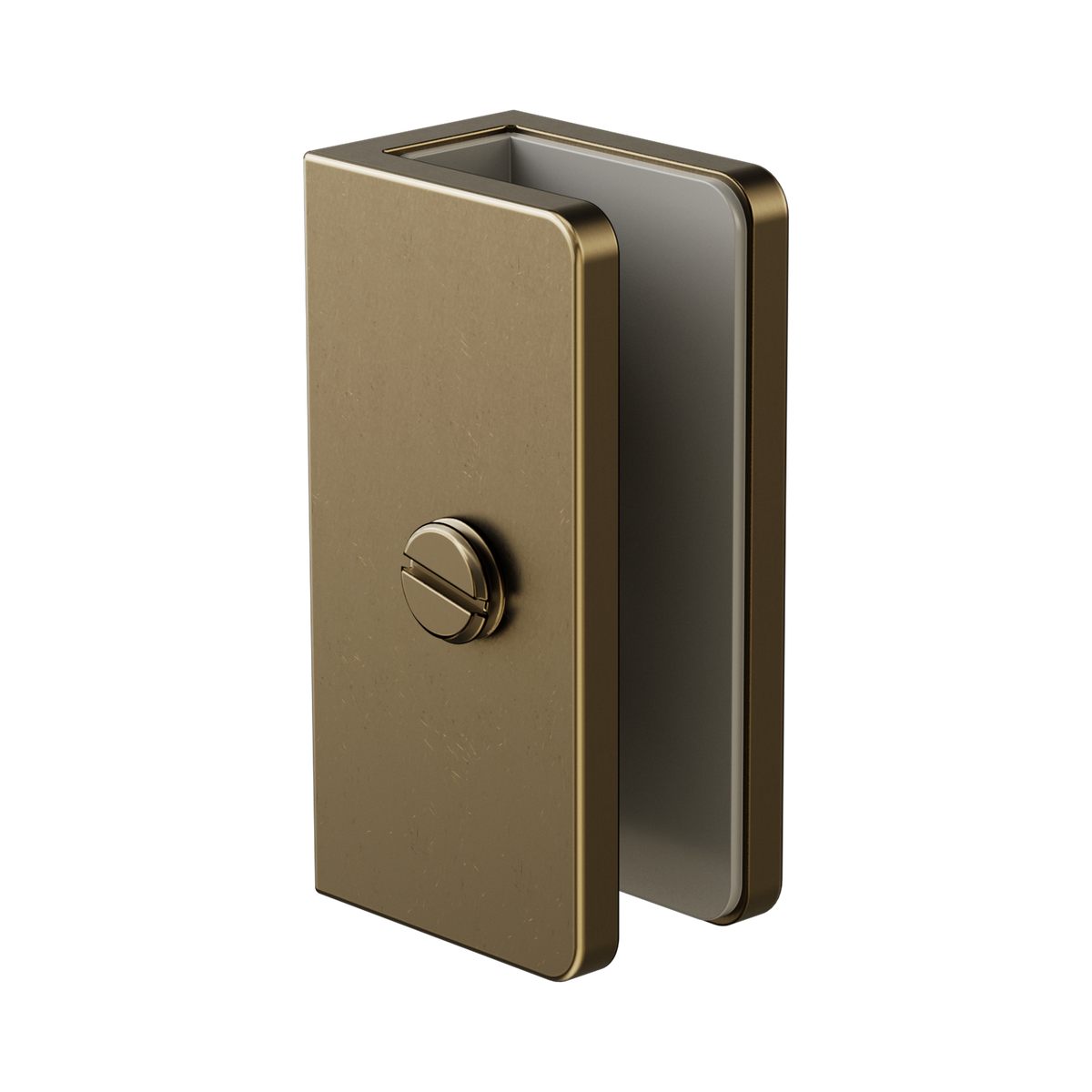 Nero Shower U Bracket 10mm Glass, Tumbled Antique Brass