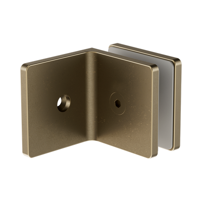 Nero 90 Degree Glass To Wall Bracket 10mm Glass, Tumbled Antique Brass