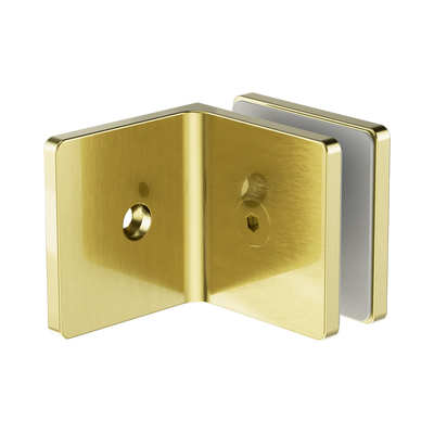 Nero 90 Degree Glass To Wall Bracket 10mm Glass, Brushed Gold