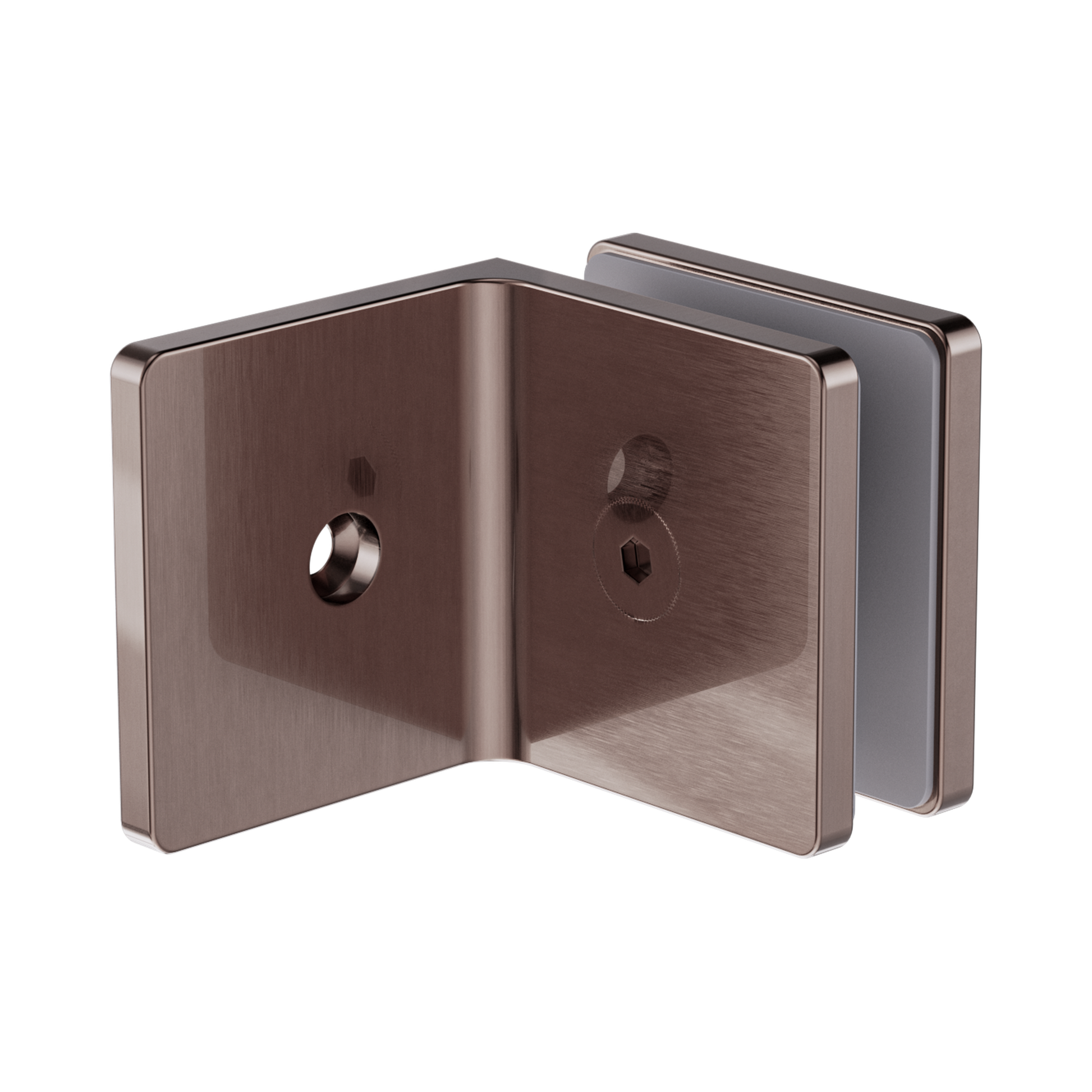 Nero 90 Degree Glass To Wall Bracket 10mm Glass, Brushed Bronze
