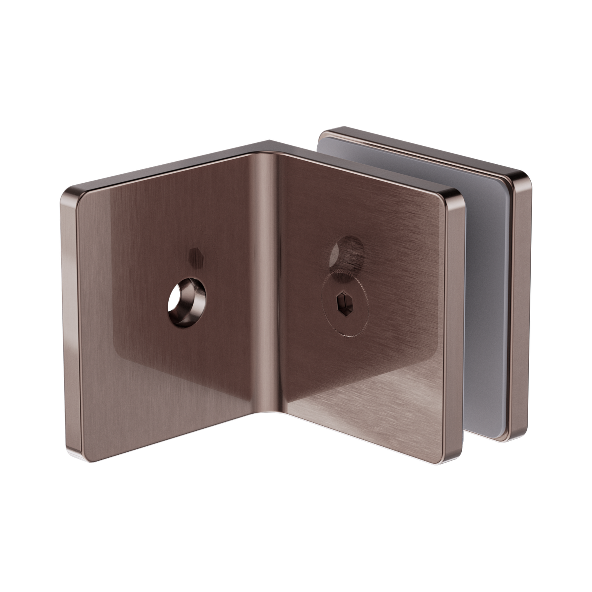 Nero 90 Degree Glass To Wall Bracket 10mm Glass, Brushed Bronze