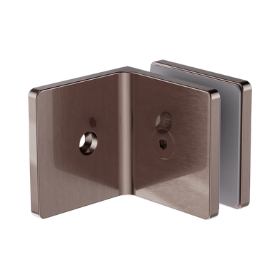 Nero 90 Degree Glass To Wall Bracket 10mm Glass, Brushed Bronze