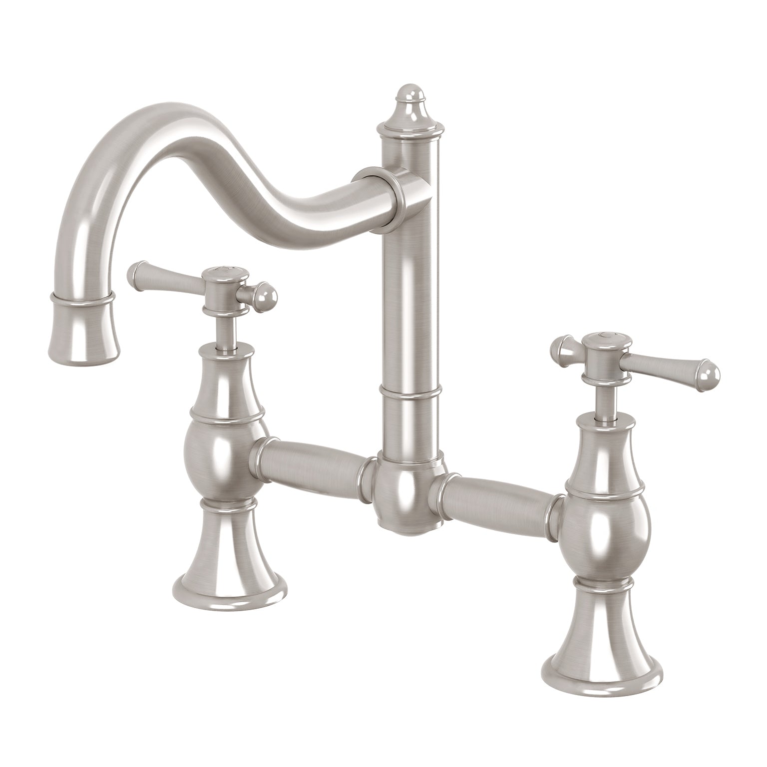 Phoenix Nostalgia Exposed Sink Set 230mm Shepherds Crook, Brushed Nickel