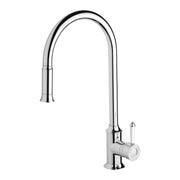 Phoenix Nostalgia Pull Out Sink Mixer 230mm, Chrome/White