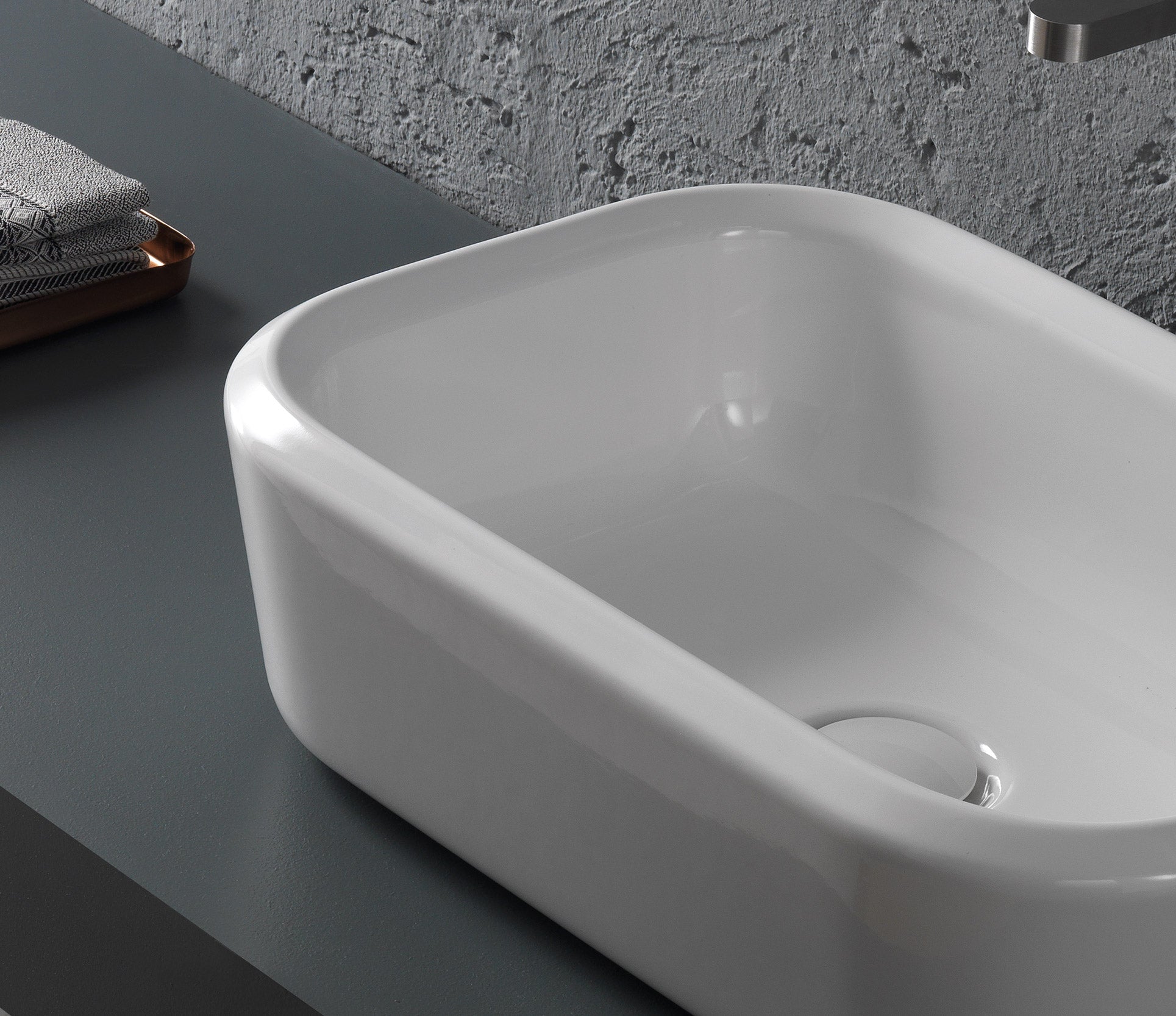 Studio Bagno Pencil Rectangle Bench Basin - Gloss White