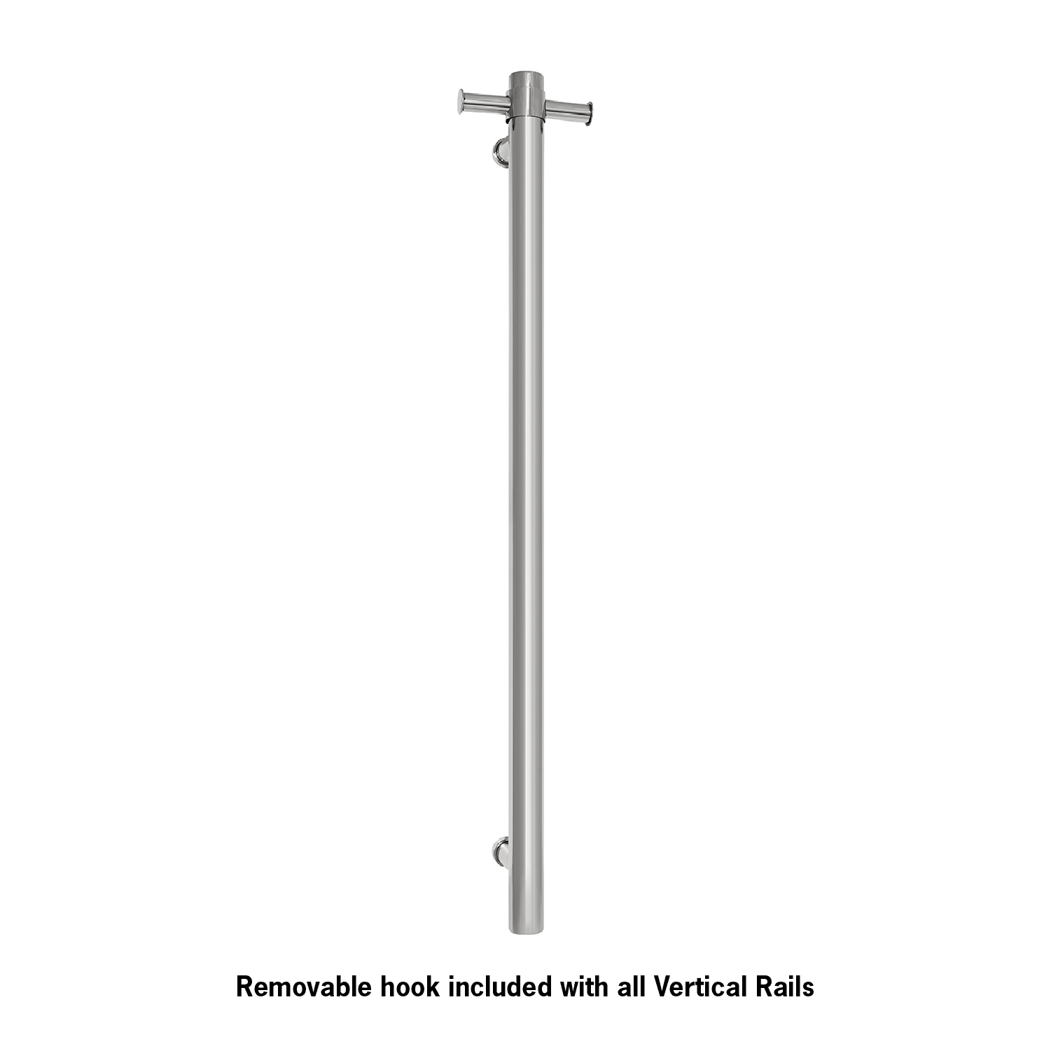 Thermogroup Thermorail Straight/Round 12Volt Vertical Bar 900x142x100mm 22Watts With Optional Hook, Polished Stainless Steel