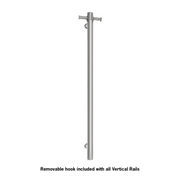 Thermogroup Thermorail Straight/Round 12Volt Vertical Bar 900x142x100mm 22Watts With Optional Hook, Polished Stainless Steel