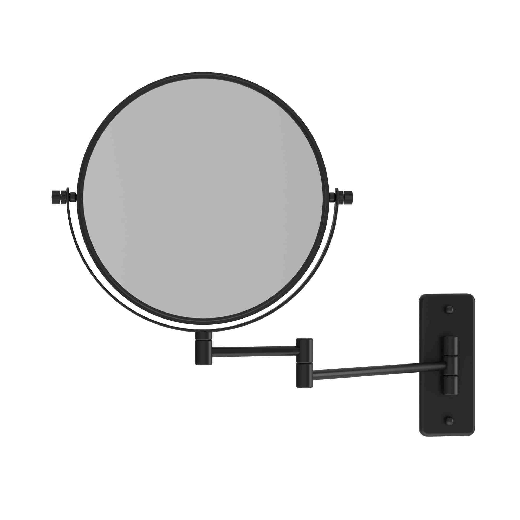 Thermogroup 1 & 5x Magnification Wall Mounted Shaving Mirror, 200mm Diameter, Matt Black