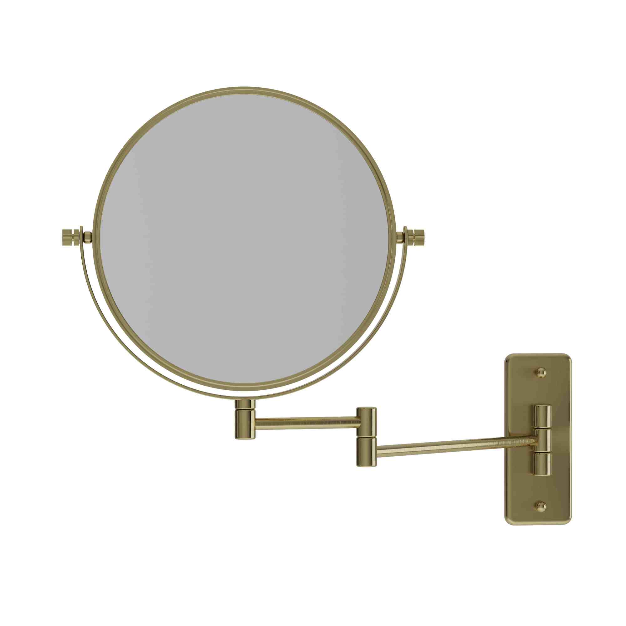 Thermogroup 1 & 5x Magnification Wall Mounted Shaving Mirror, 200mm Diameter, Brushed Brass