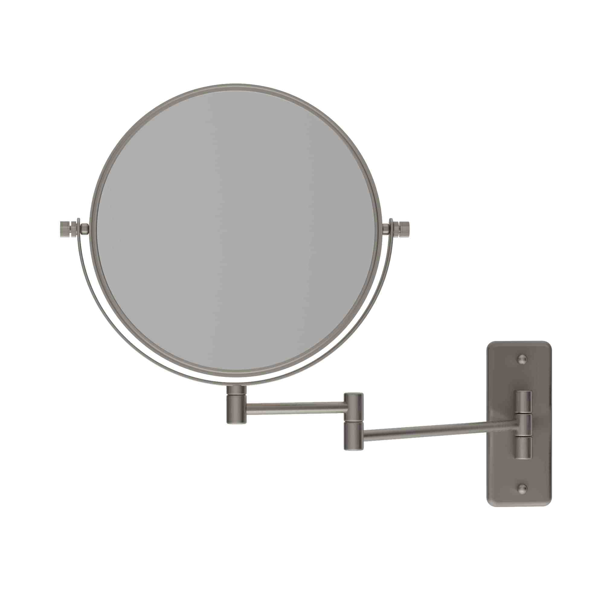 Thermogroup 1 & 5x Magnification Wall Mounted Shaving Mirror, 200mm Diameter, Brushed Nickel