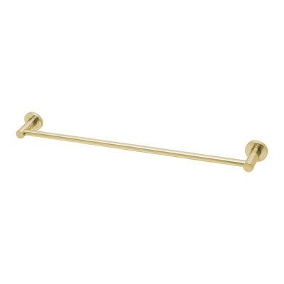 Phoenix Radii Single Towel Rail 600mm Round Plate, Brushed Gold