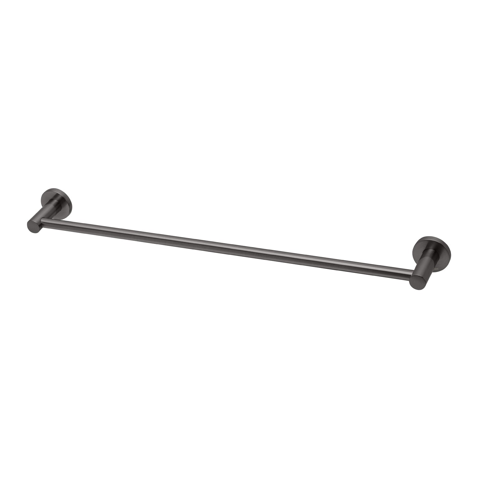 Phoenix Radii Single Towel Rail 600mm Round Plate, Brushed Carbon