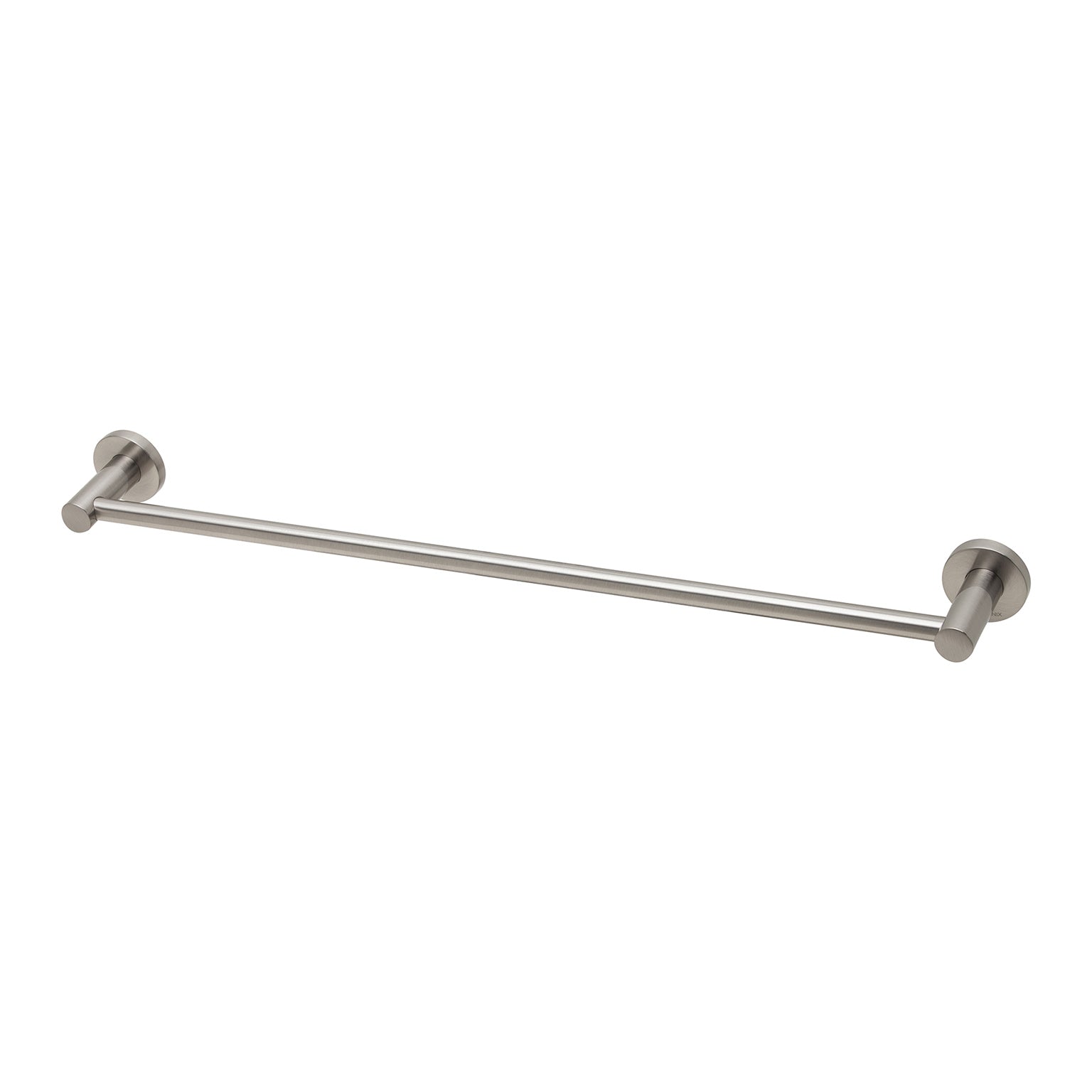Phoenix Radii Single Towel Rail 600mm Round Plate, Brushed Nickel