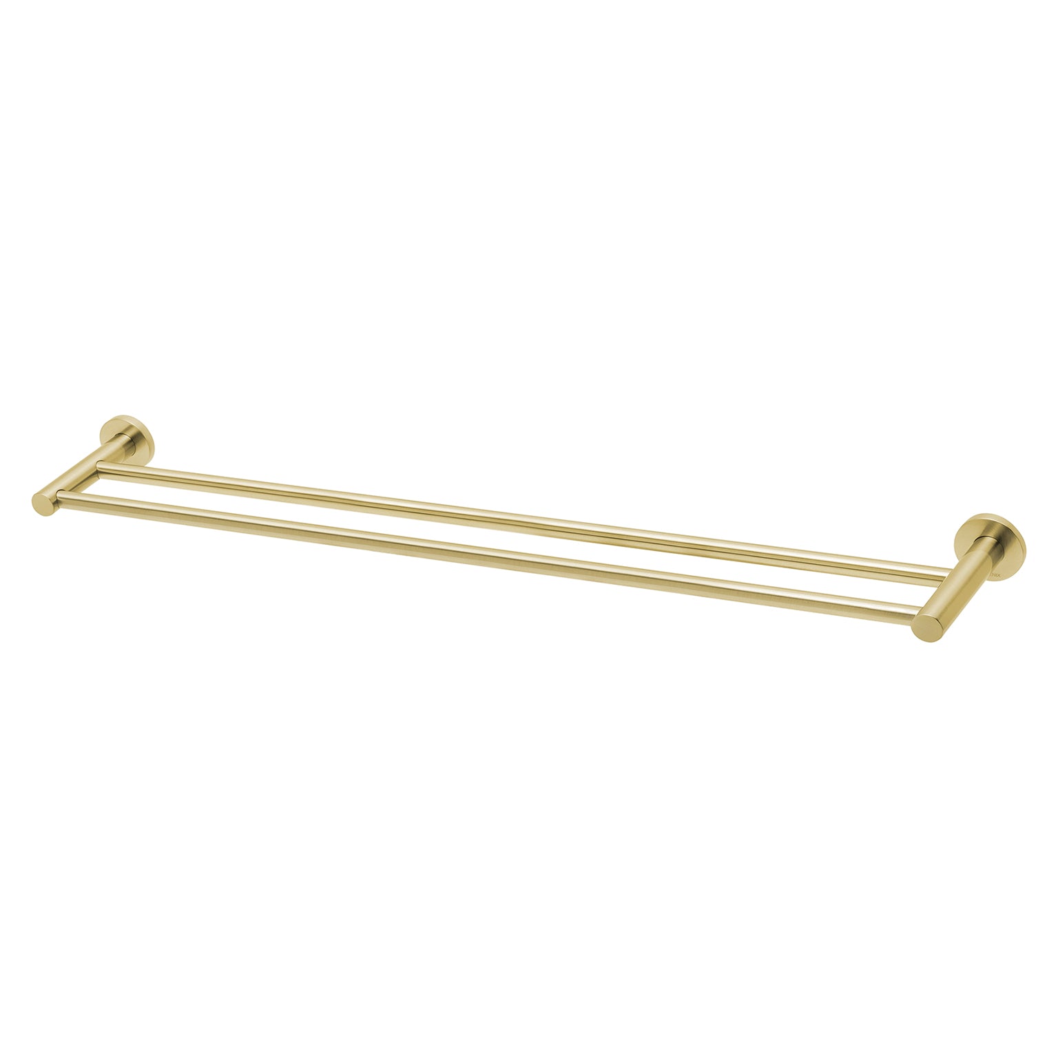 Phoenix Radii Double Towel Rail 800mm Round Plate, Brushed Gold