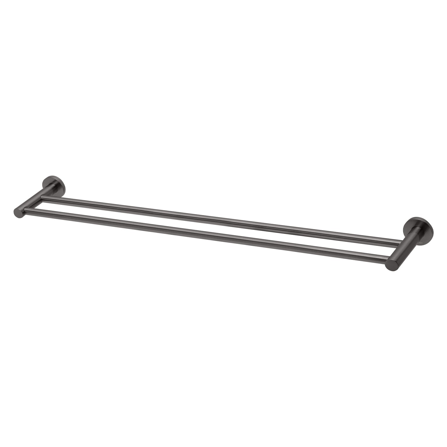 Phoenix Radii Double Towel Rail 800mm Round Plate, Brushed Carbon