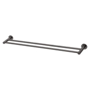 Phoenix Radii Double Towel Rail 800mm Round Plate, Brushed Carbon