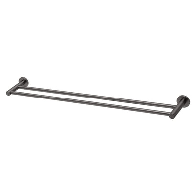 Phoenix Radii Double Towel Rail 800mm Round Plate, Brushed Carbon