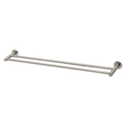 Phoenix Radii Double Towel Rail 800mm Round Plate, Brushed Nickel