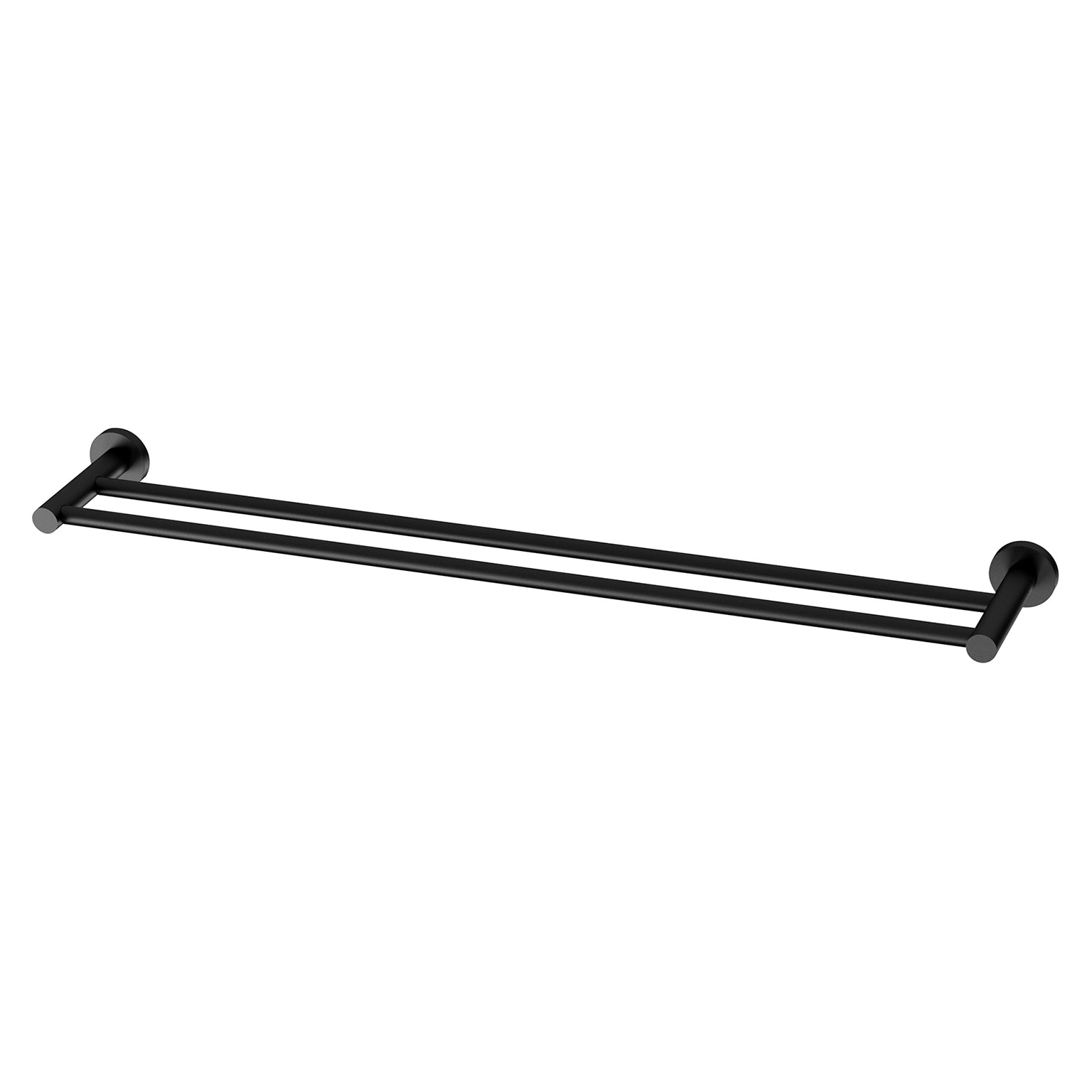 Phoenix Radii Double Towel Rail 800mm Round Plate, Matte Black