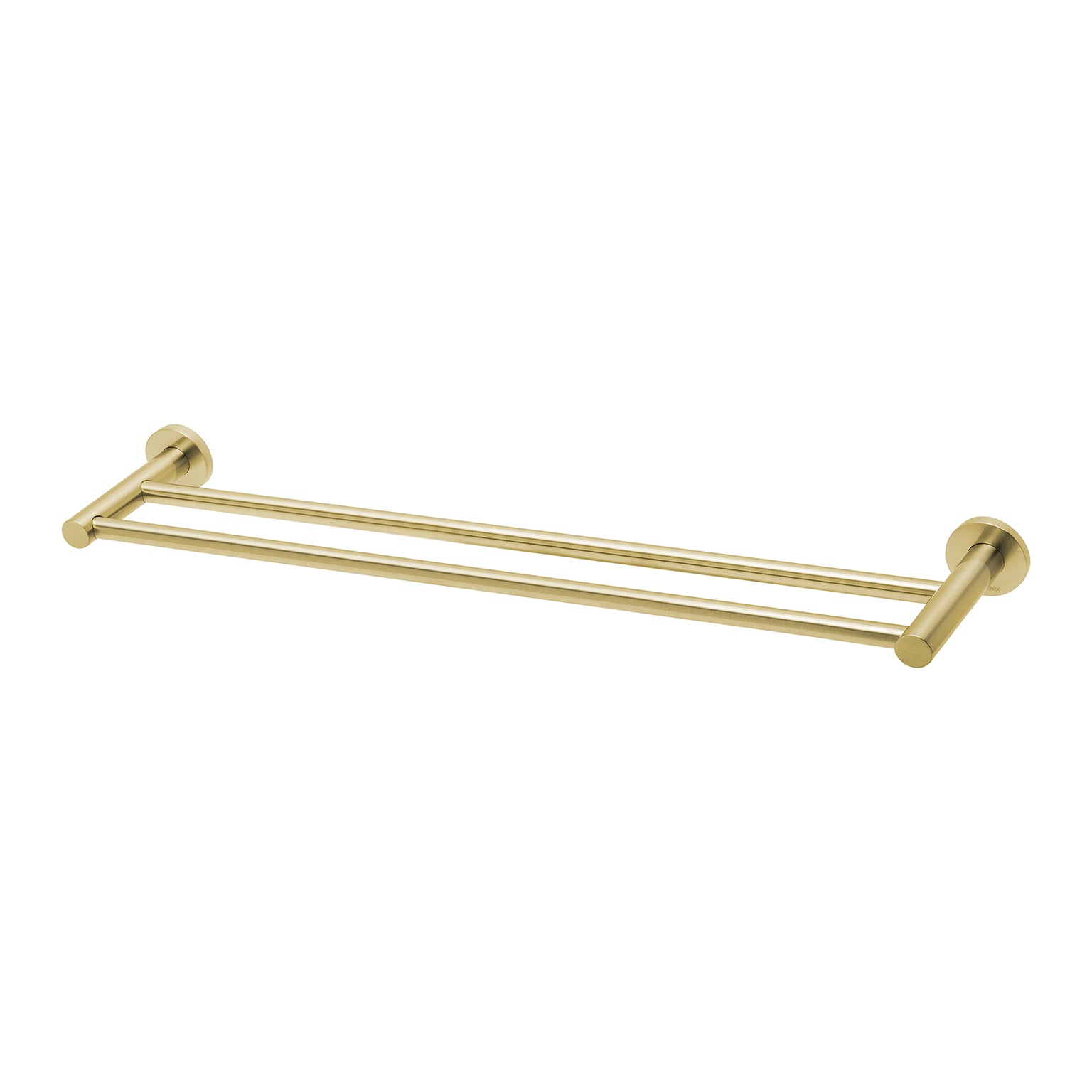 Phoenix Radii Double Towel Rail 600mm Round Plate, Brushed Gold