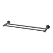 Phoenix Radii Double Towel Rail 600mm Round Plate, Brushed Carbon