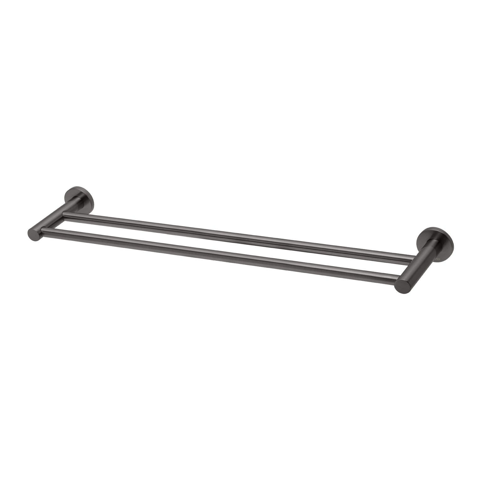 Phoenix Radii Double Towel Rail 600mm Round Plate, Matte Black