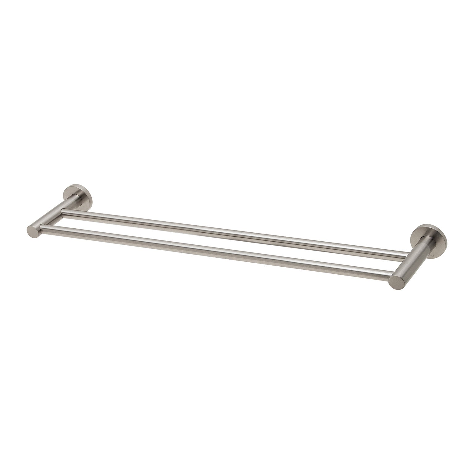 Phoenix Radii Double Towel Rail 600mm Round Plate, Brushed Nickel