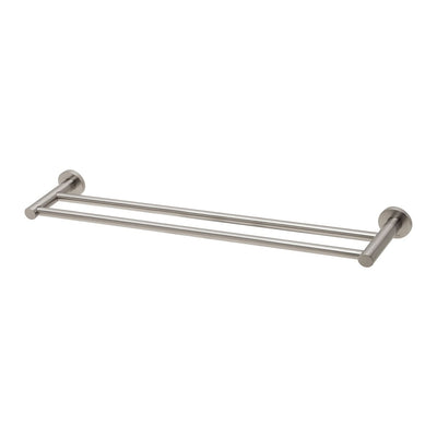 Phoenix Radii Double Towel Rail 600mm Round Plate, Brushed Nickel