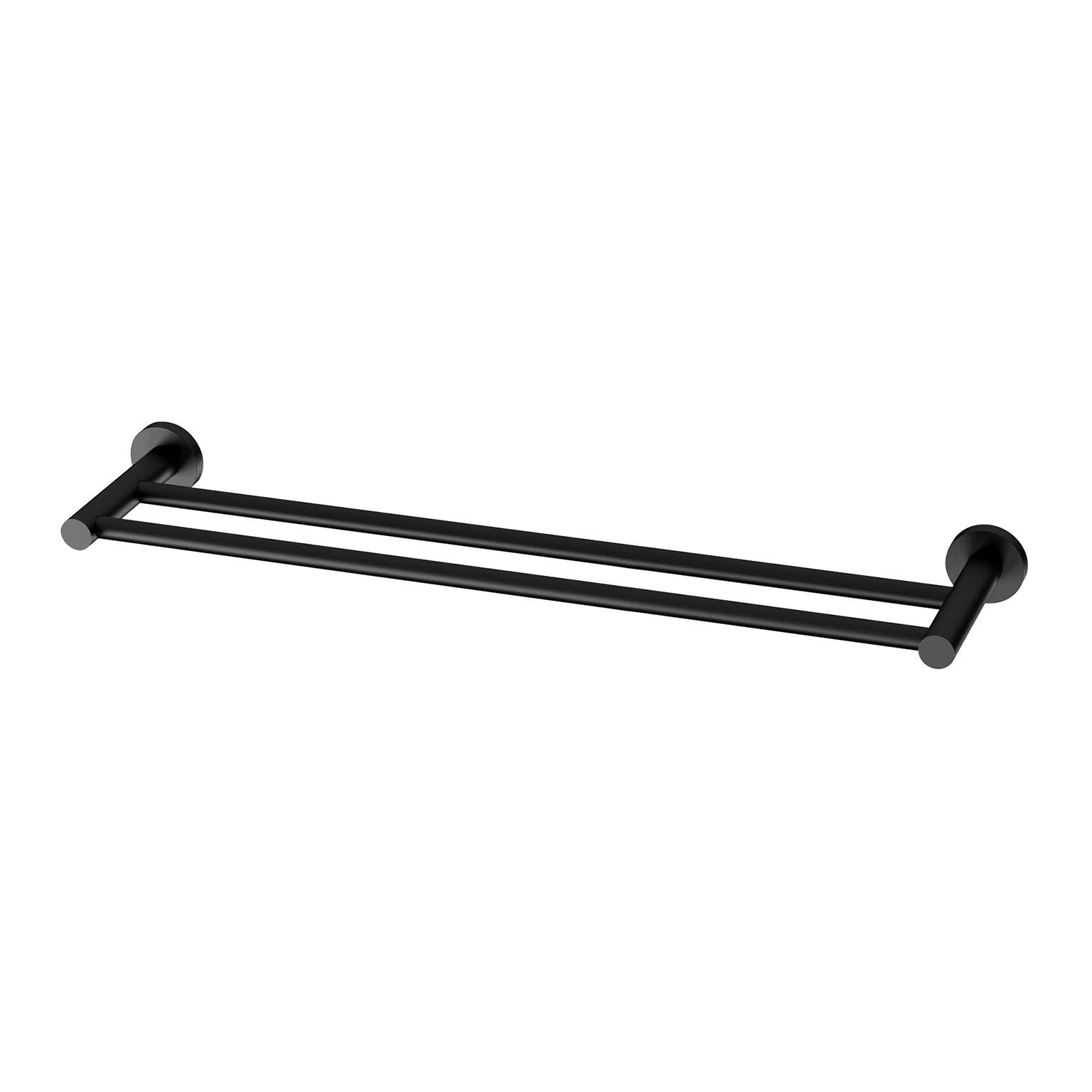 Phoenix Radii Double Towel Rail 600mm Round Plate, Matte Black