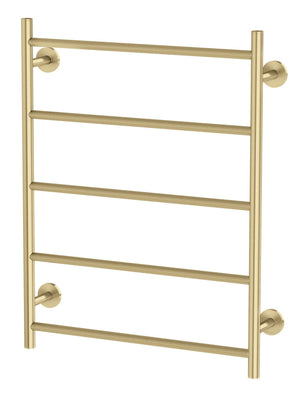Phoenix Radii Heated Towel Ladder 550 x 740mm Round Plate, Brushed Gold