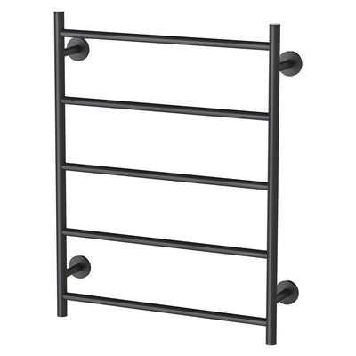 Phoenix Radii Heated Towel Ladder 550 x 740mm Round Plate, Matte Black