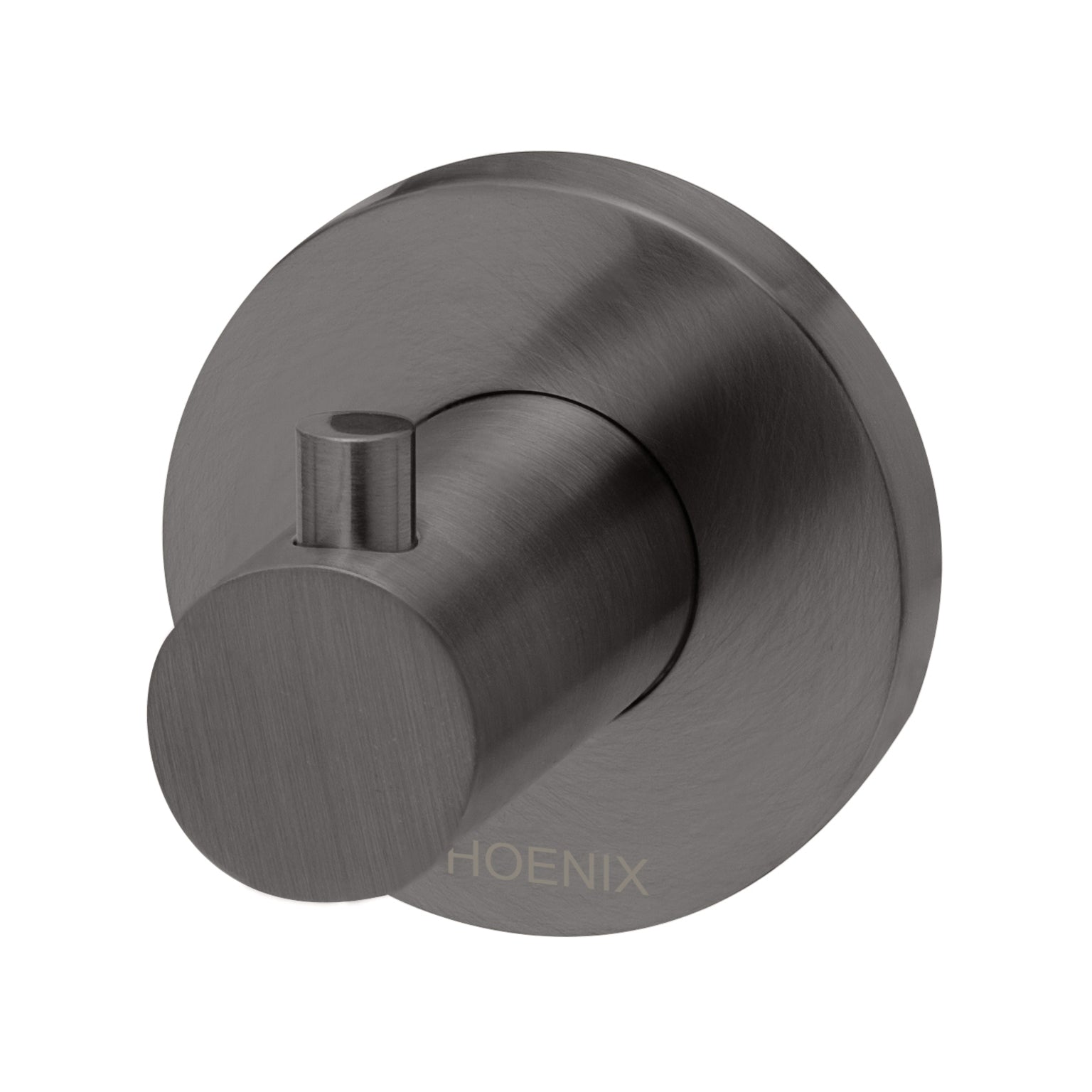 Phoenix Radii Robe Hook Round Plate, Brushed Carbon