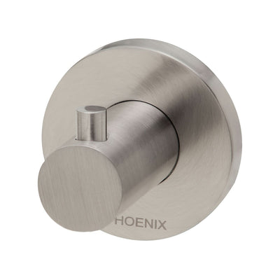 Phoenix Radii Robe Hook Round Plate, Brushed Nickel