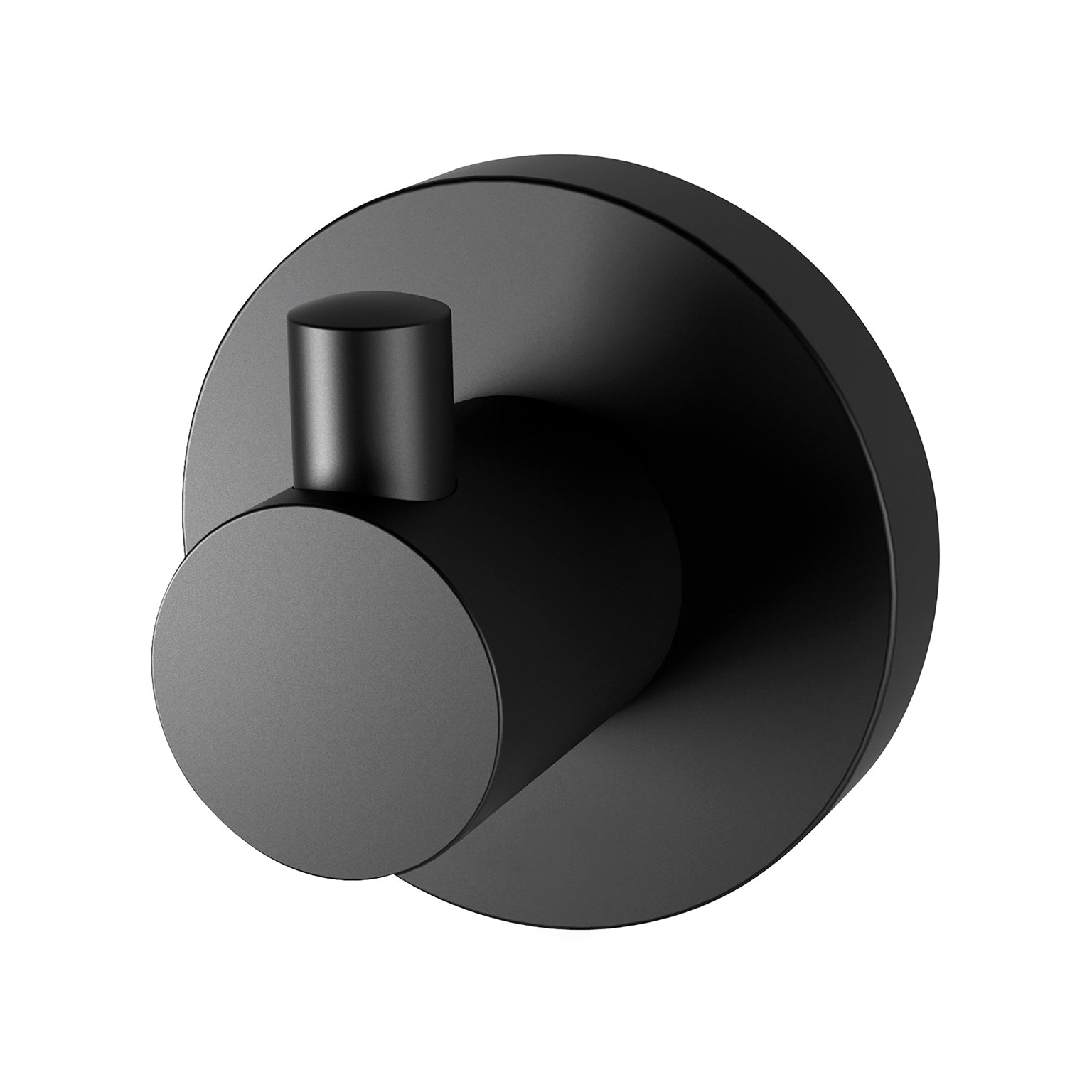 Phoenix Radii Robe Hook Round Plate, Matte Black