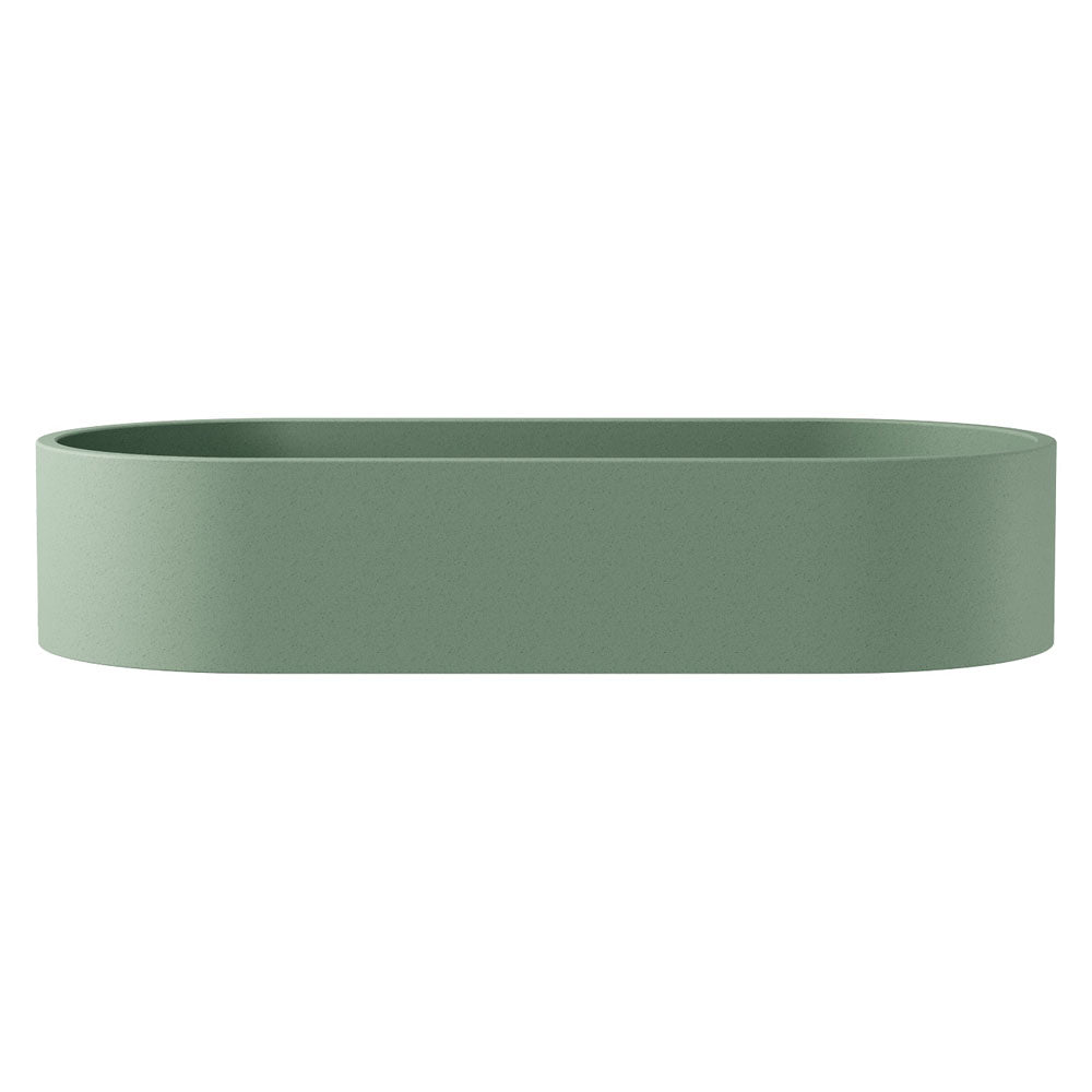 Fienza Jada Concrete Pill Basin Above Counter 600 x 280 x 120mm Sage, Gloss White