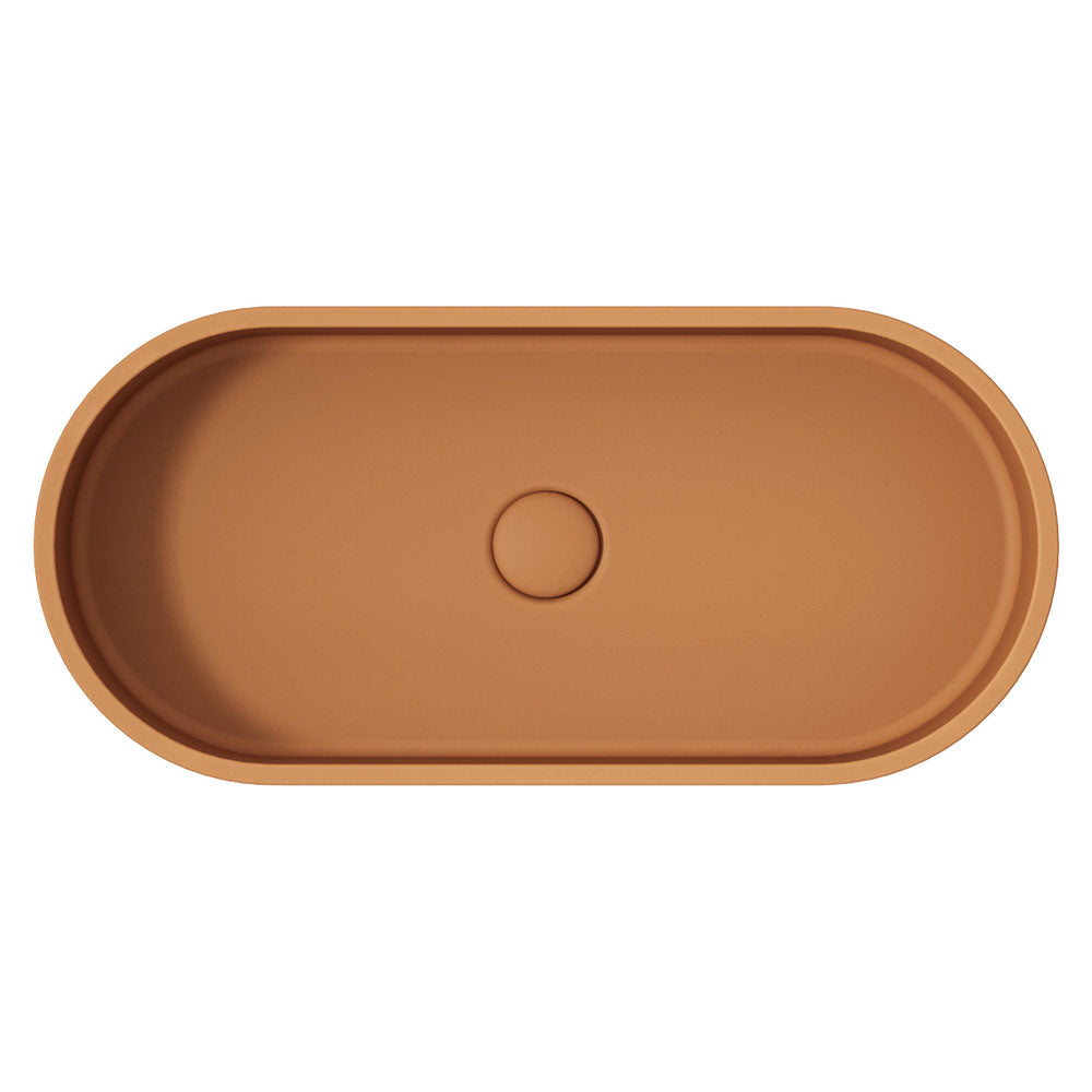 Fienza Jada Concrete Pill Basin Above Counter 600 x 280 x 120mm Tuscan, Gloss White