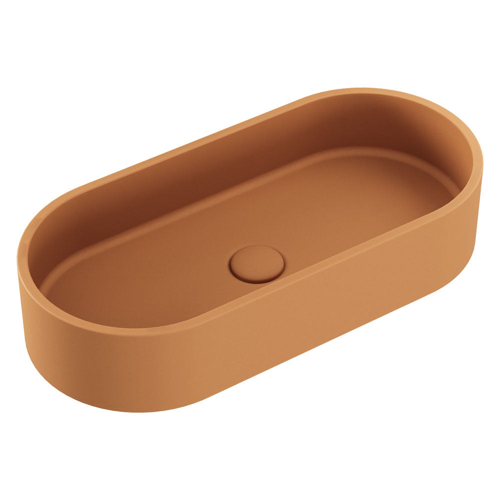 Fienza Jada Concrete Pill Basin Above Counter 600 x 280 x 120mm Tuscan, Gloss White